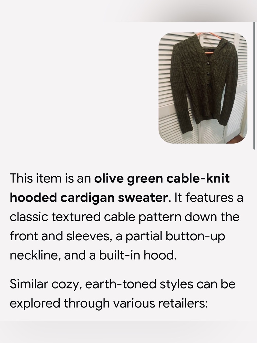 #3358**Allison Brittney Forest Green Cable-Knit Button Cardigan - Picture 3 of 17